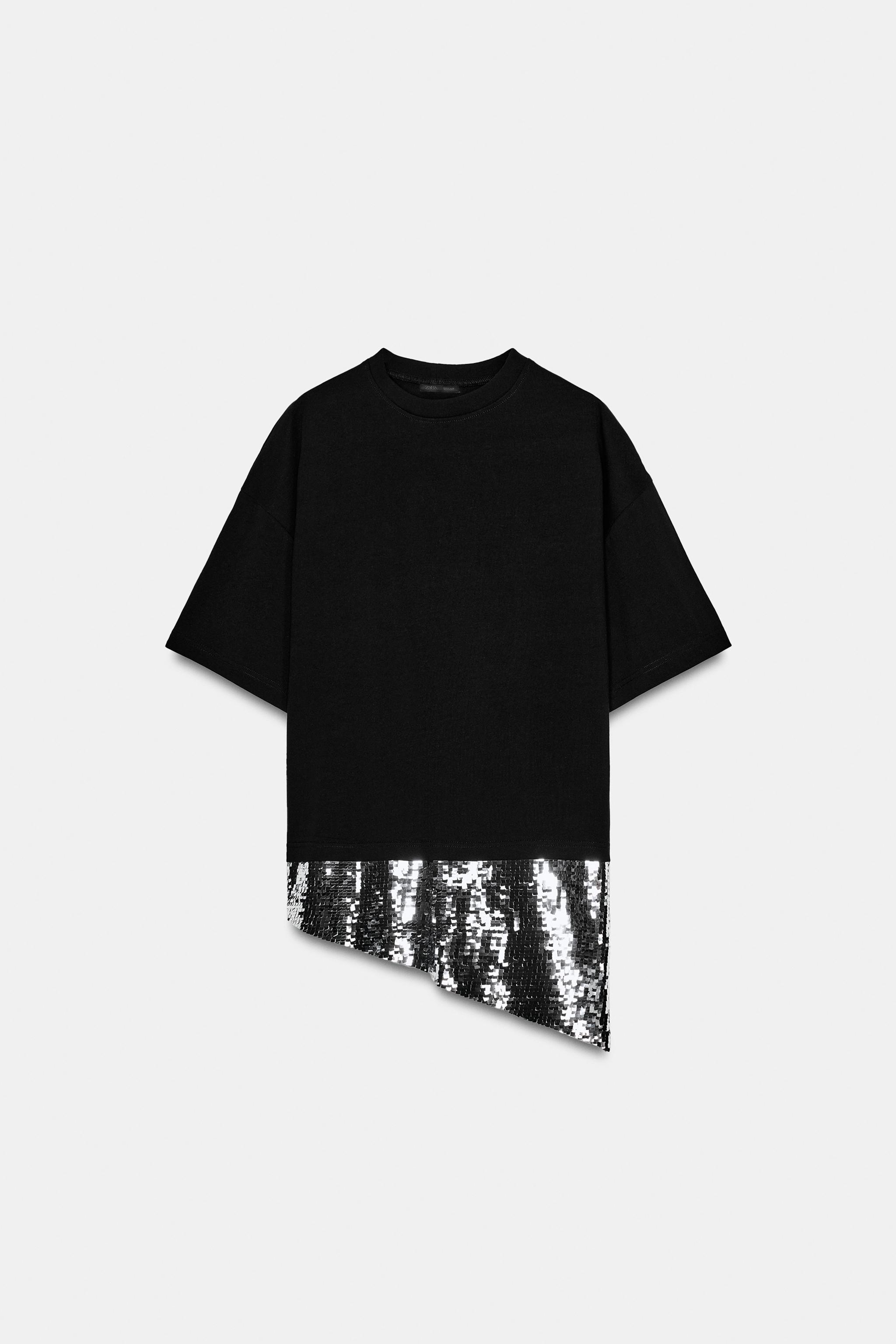 T-SHIRT ASYMÉTRIQUE PAILLETTES